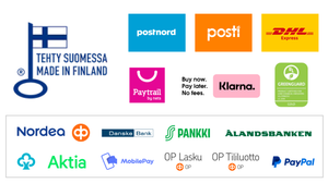Collection of various payment & delivery company logos